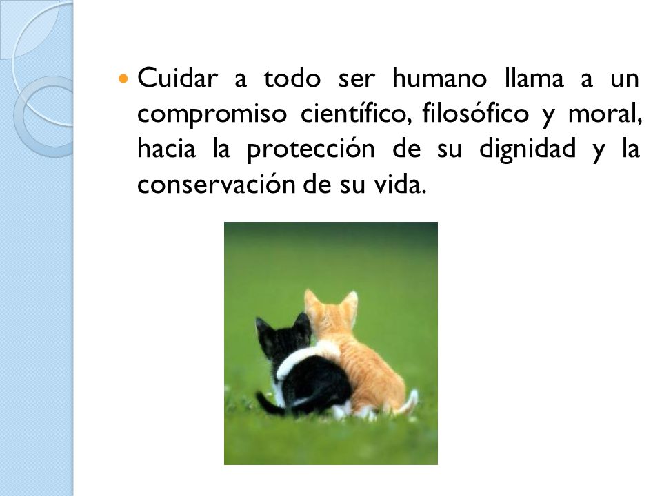 Cuidar a todo ser humano llama a un compromiso científico, filosófico y moral, hacia la protección de su dignidad y la conservación de su vida.
