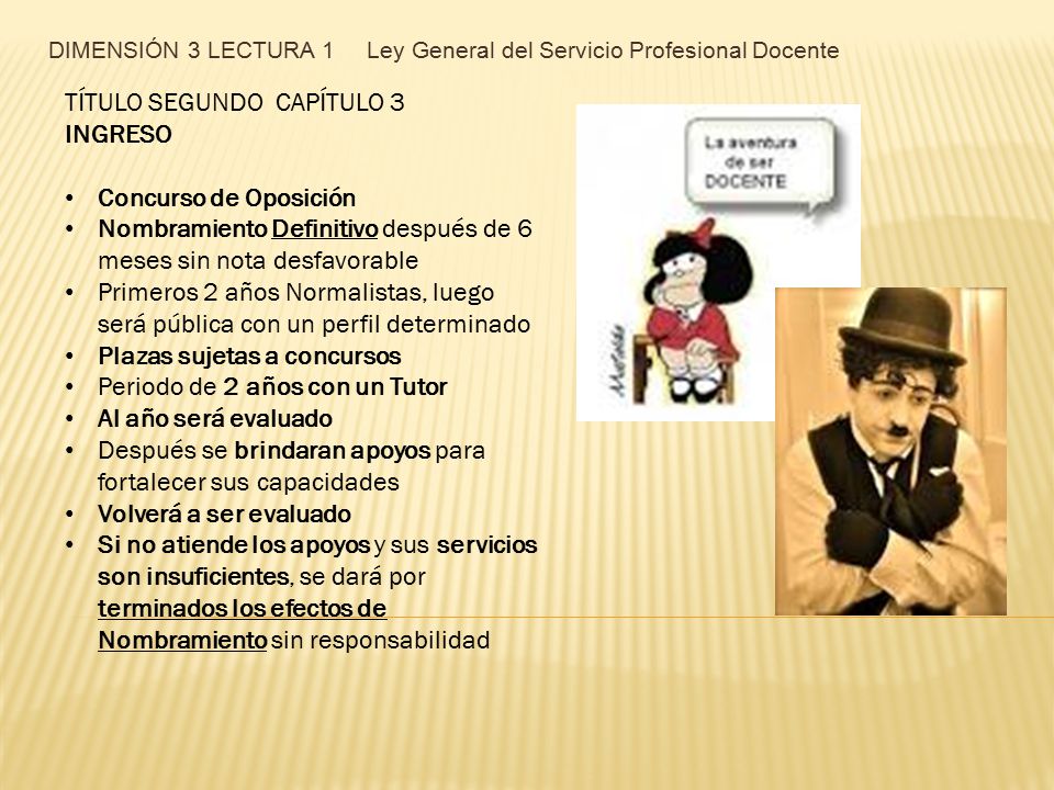 DIMENSIÓN 3 LECTURA 1 Ley General del Servicio Profesional Docente