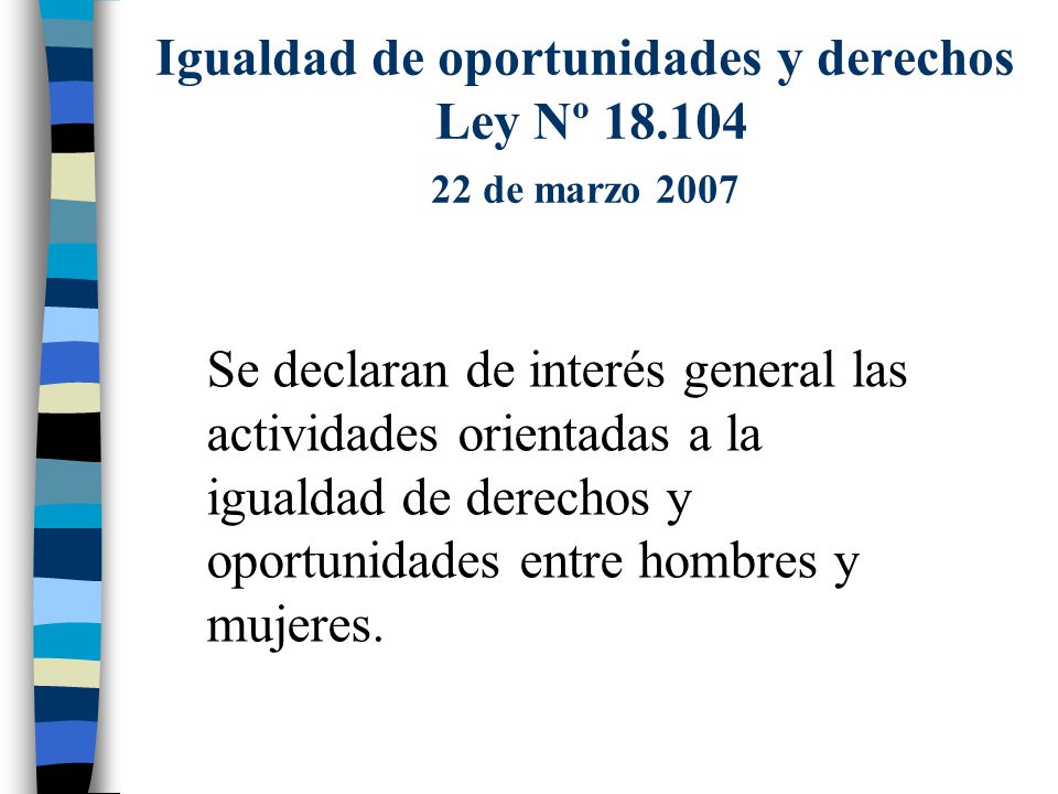 Igualdad de oportunidades y derechos Ley Nº de marzo 2007