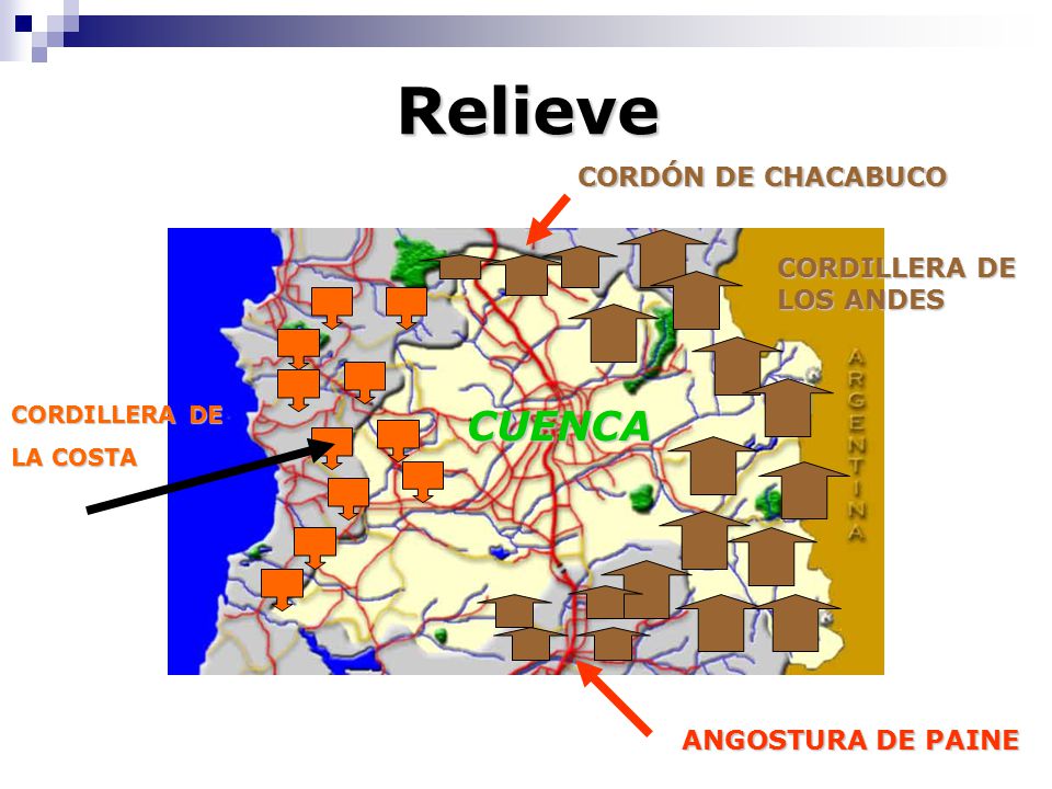 Relieve CUENCA CORDÓN DE CHACABUCO CORDILLERA DE LOS ANDES