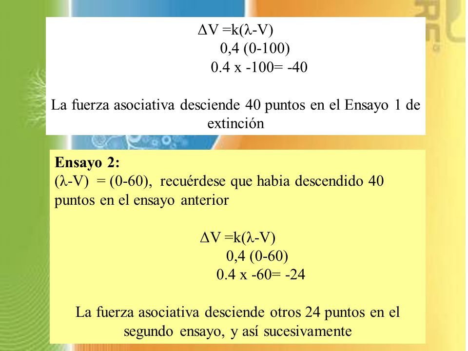 La fuerza asociativa desciende 40 puntos en el Ensayo 1 de extinción