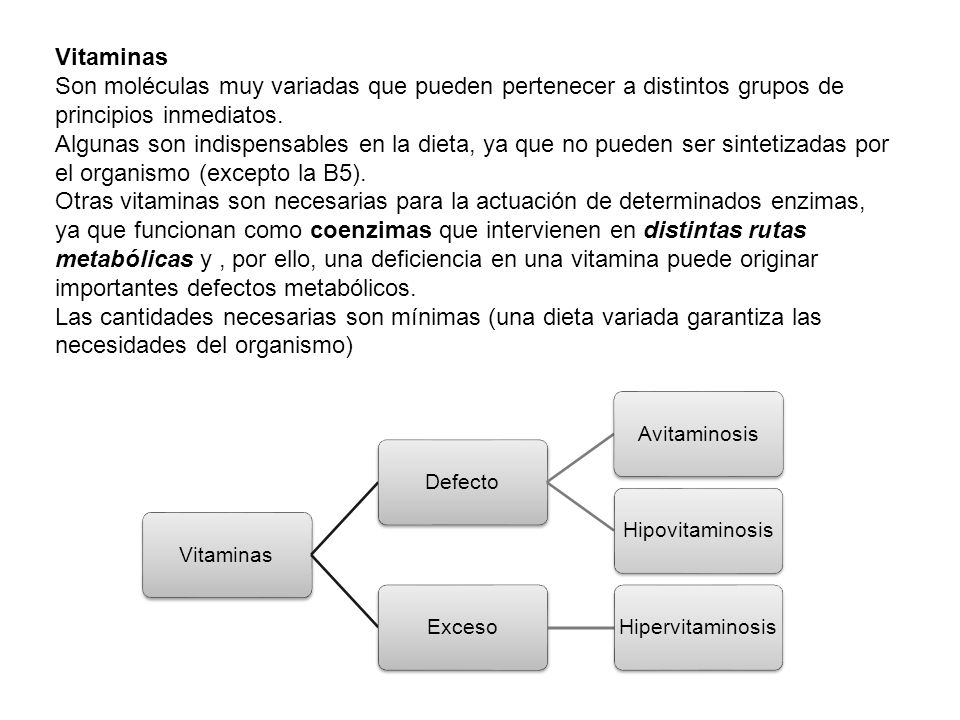 Vitaminas Son moléculas muy variadas que pueden pertenecer a distintos grupos de principios inmediatos.