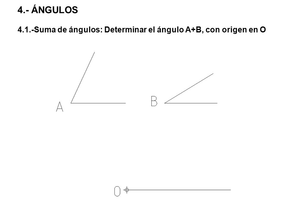 4.- Ángulos 4.1.-Suma de ángulos: Determinar el ángulo A+B, con origen en O