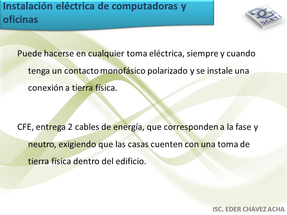 Instalación eléctrica de computadoras y oficinas