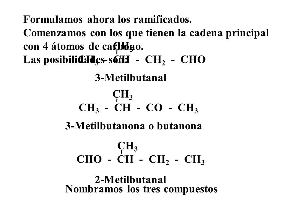 Formulamos ahora los ramificados.