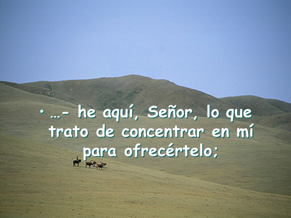 …- he aquí, Señor, lo que trato de concentrar en mí para ofrecértelo;
