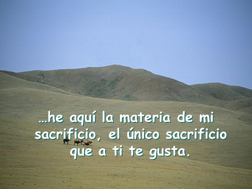 …he aquí la materia de mi sacrificio, el único sacrificio que a ti te gusta.