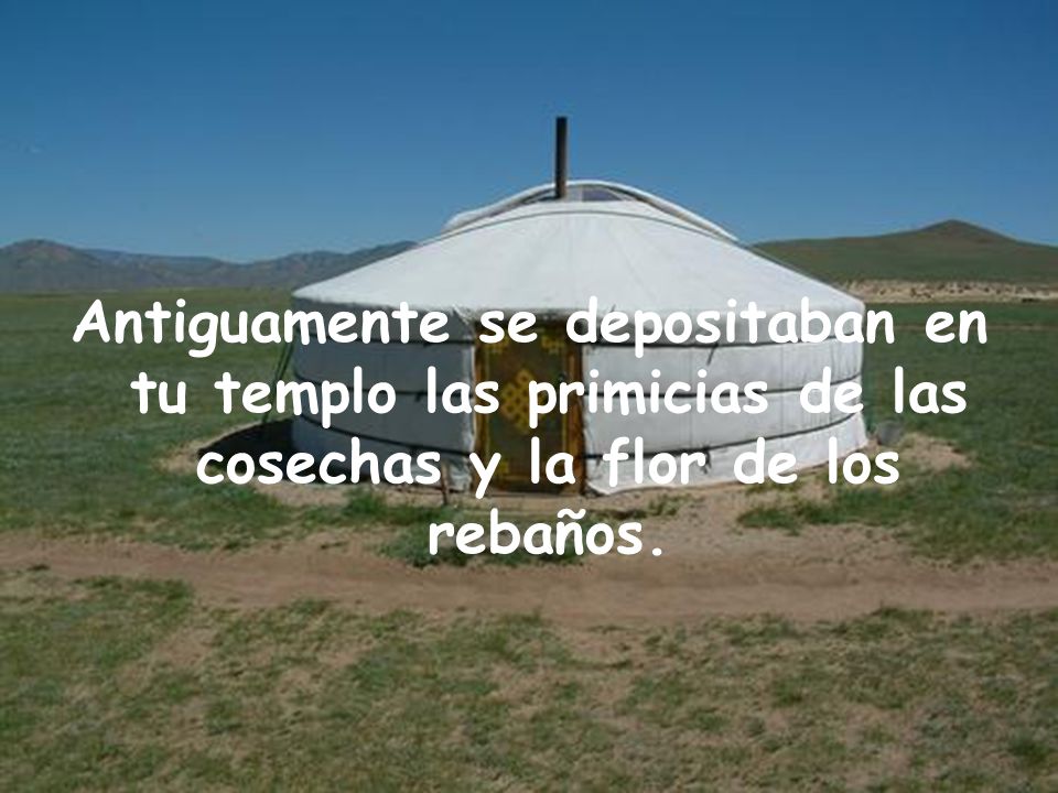 Antiguamente se depositaban en tu templo las primicias de las cosechas y la flor de los rebaños.