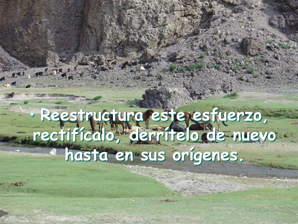 Reestructura este esfuerzo, rectifícalo, derrítelo de nuevo hasta en sus orígenes.