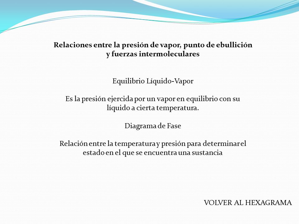Relaciones entre la presión de vapor, punto de ebullición