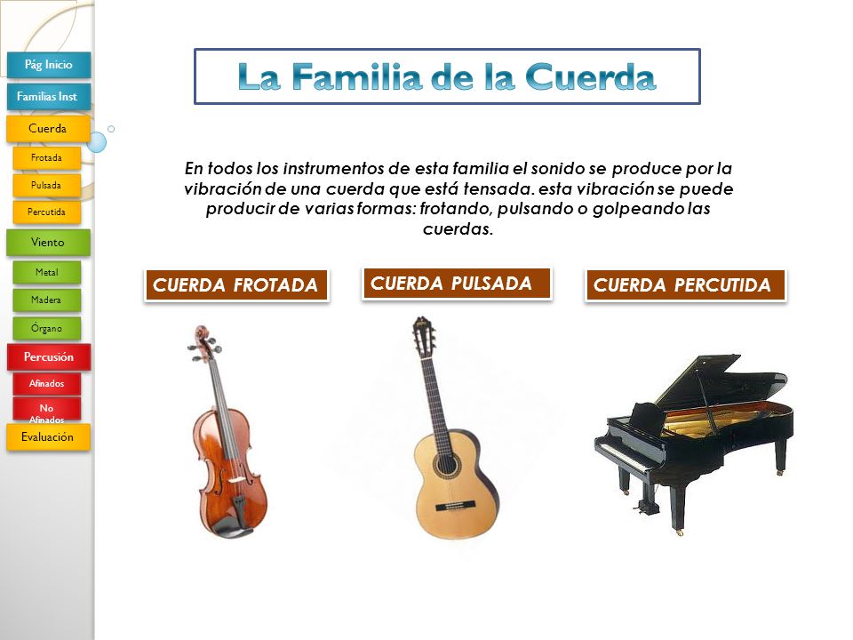 La Familia de la Cuerda CUERDA FROTADA CUERDA PULSADA CUERDA PERCUTIDA