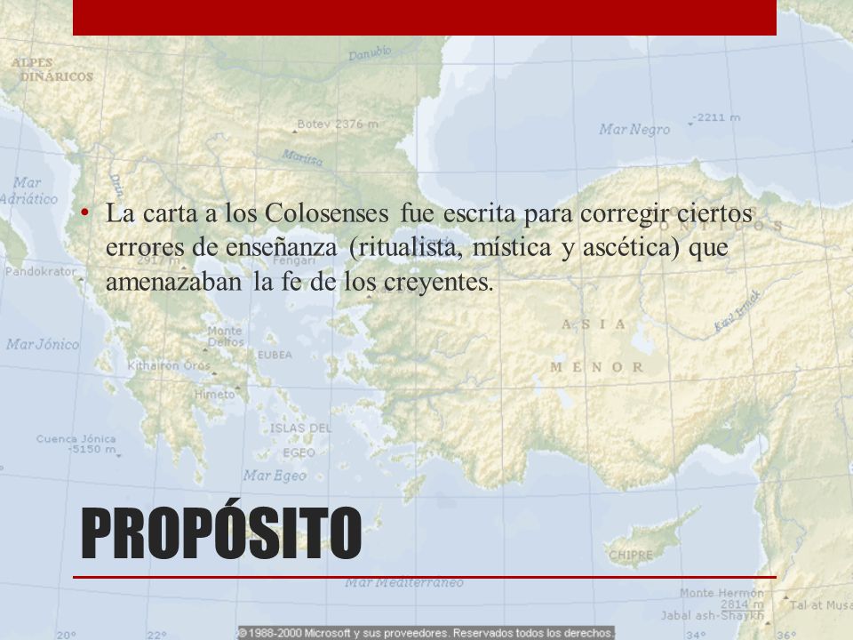 La carta a los Colosenses fue escrita para corregir ciertos errores de enseñanza (ritualista, mística y ascética) que amenazaban la fe de los creyentes.