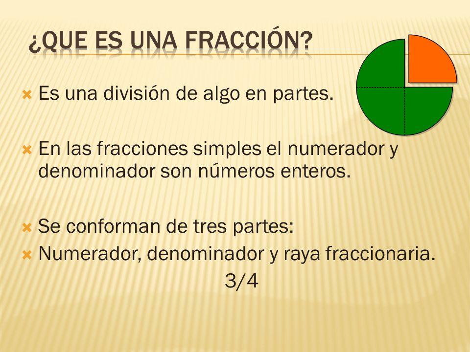 ¿que es una fracción Es una división de algo en partes.