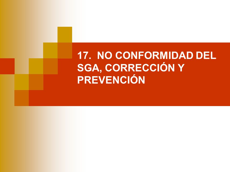 17. NO CONFORMIDAD DEL SGA, CORRECCIÓN Y PREVENCIÓN