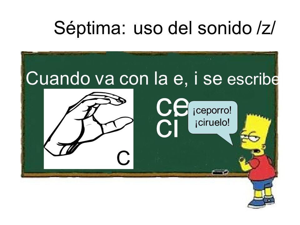 ce ci Séptima: uso del sonido /z/ Cuando va con la e, i se escribe
