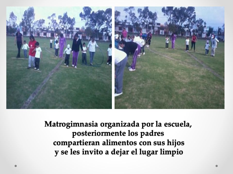 Matrogimnasia organizada por la escuela, posteriormente los padres