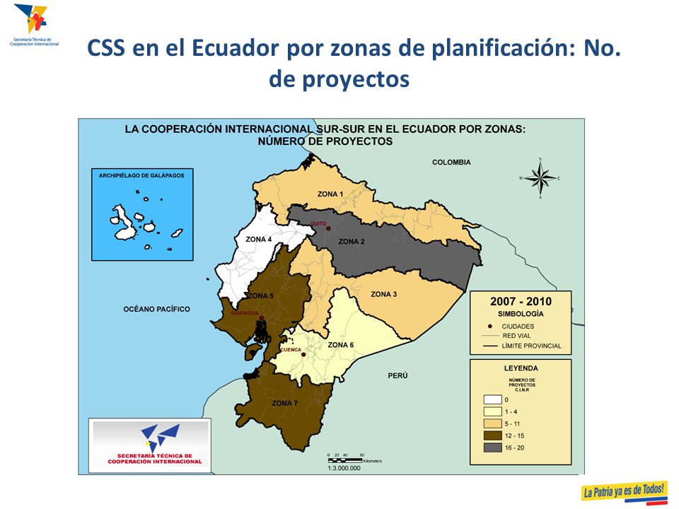 CSS en el Ecuador por zonas de planificación: No. de proyectos