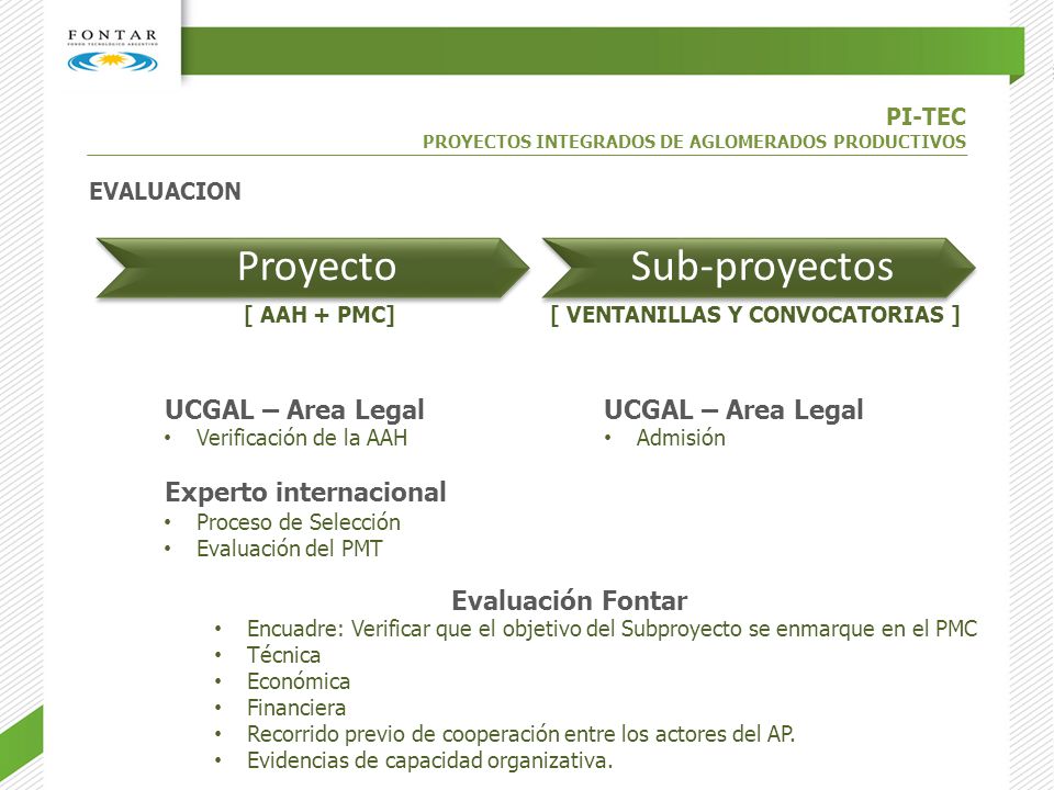Proyecto Sub-proyectos UCGAL – Area Legal UCGAL – Area Legal