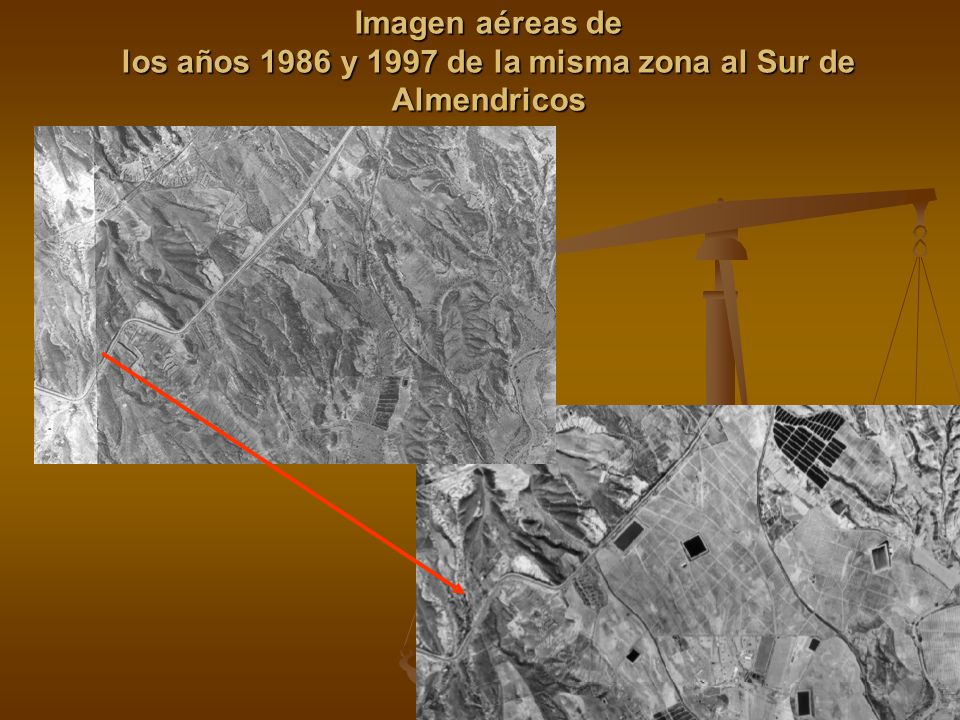 Imagen aéreas de los años 1986 y 1997 de la misma zona al Sur de Almendricos