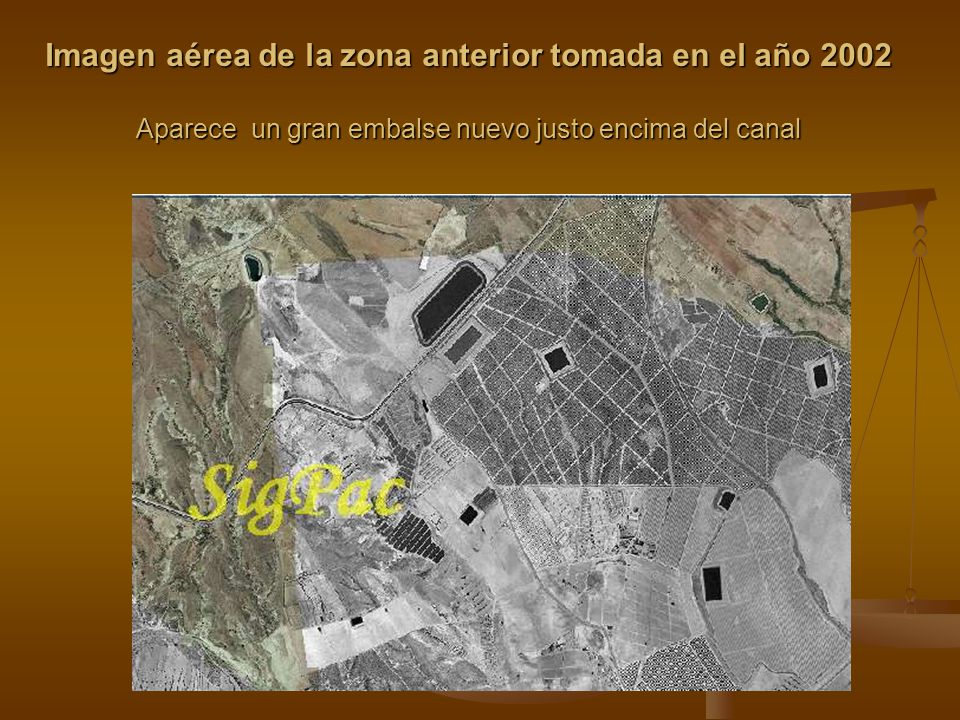 Imagen aérea de la zona anterior tomada en el año 2002 Aparece un gran embalse nuevo justo encima del canal