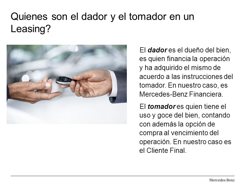 Quienes son el dador y el tomador en un Leasing