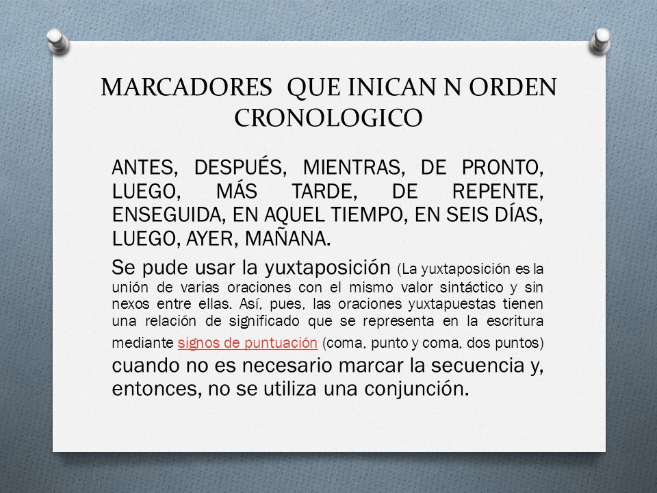 MARCADORES QUE INICAN N ORDEN CRONOLOGICO