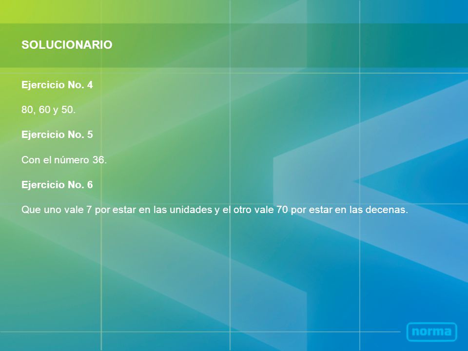 SOLUCIONARIO Ejercicio No. 4 80, 60 y 50. Ejercicio No. 5