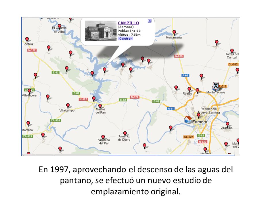 En 1997, aprovechando el descenso de las aguas del pantano, se efectuó un nuevo estudio de emplazamiento original.