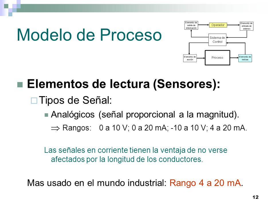 Mas usado en el mundo industrial: Rango 4 a 20 mA.
