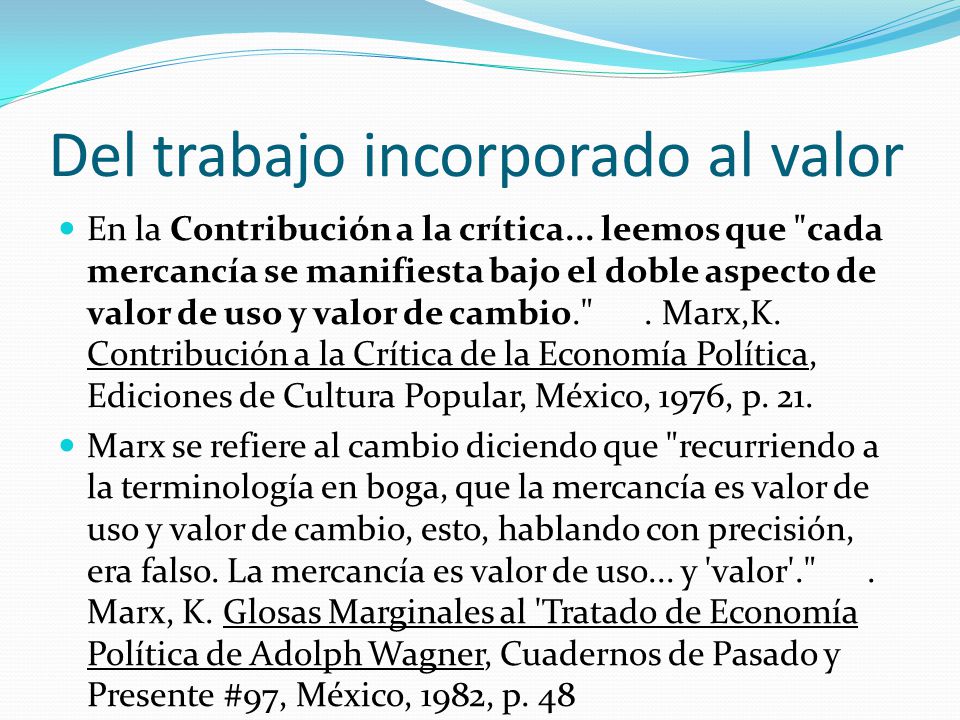 Del trabajo incorporado al valor