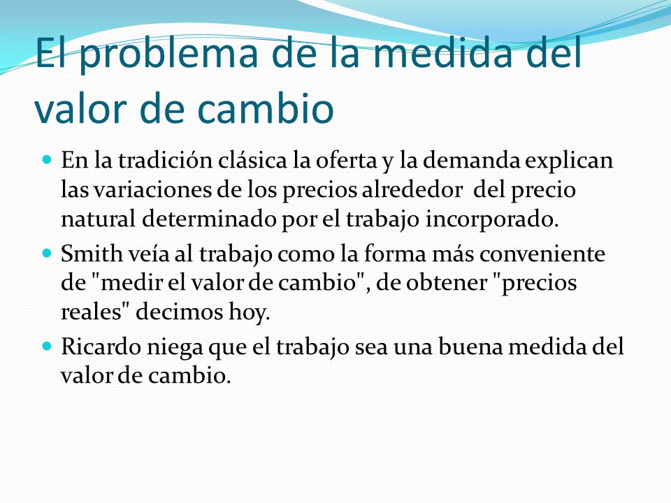 El problema de la medida del valor de cambio
