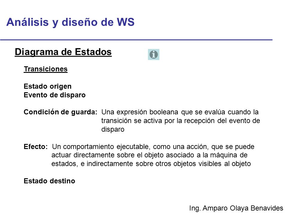 Análisis y diseño de WS Diagrama de Estados Transiciones Estado origen