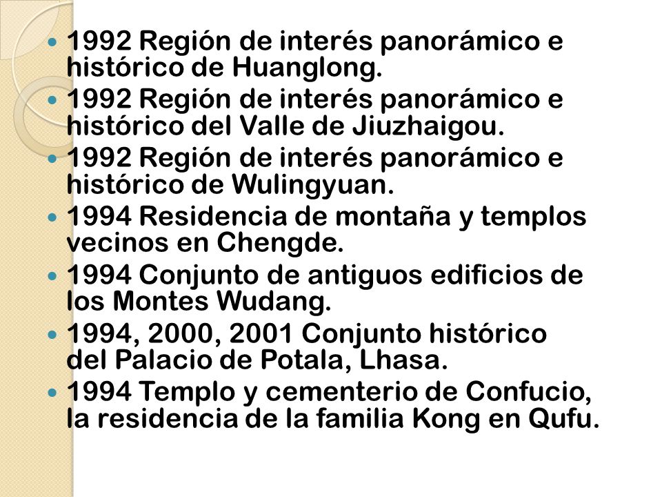1992 Región de interés panorámico e histórico de Huanglong.