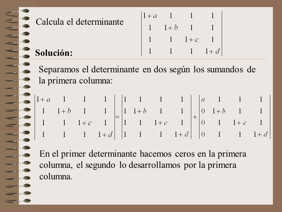 Calcula el determinante