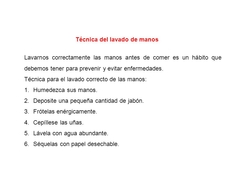 Técnica del lavado de manos