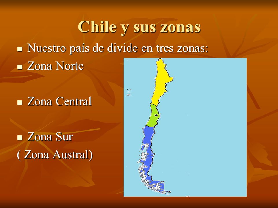 Chile y sus zonas Nuestro país de divide en tres zonas: Zona Norte