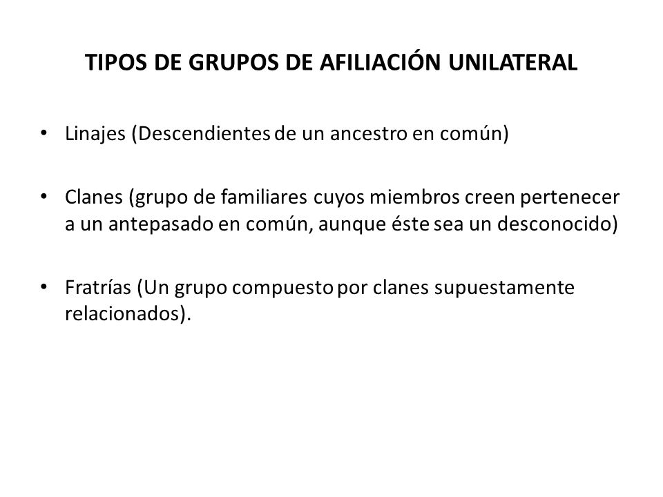 TIPOS DE GRUPOS DE AFILIACIÓN UNILATERAL