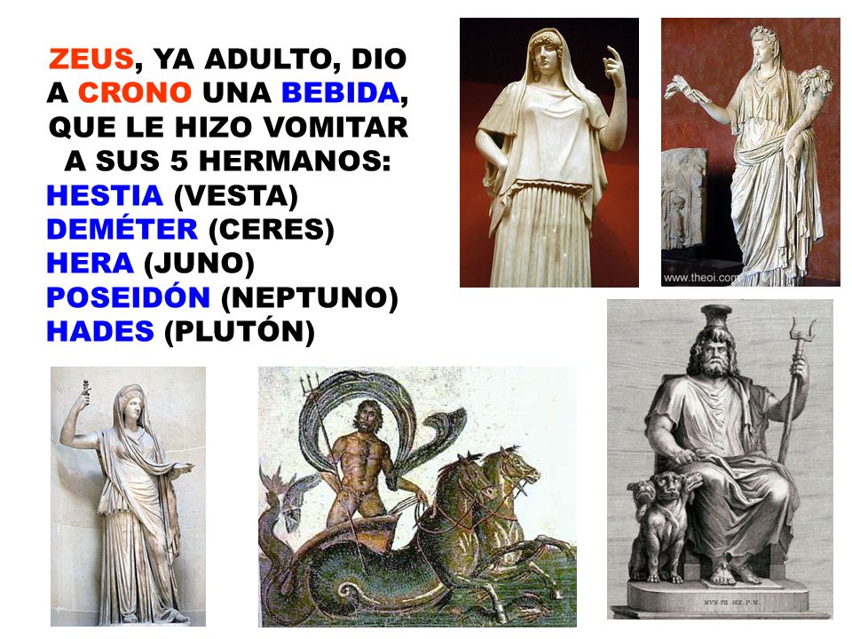 ZEUS, YA ADULTO, DIO A CRONO UNA BEBIDA, QUE LE HIZO VOMITAR A SUS 5 HERMANOS:
