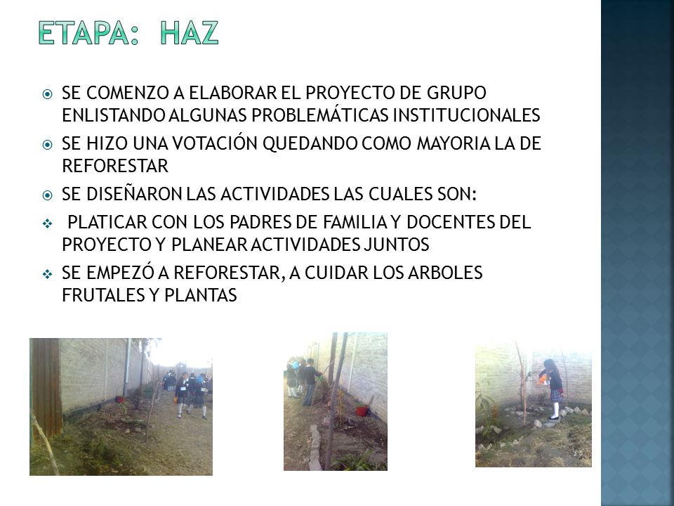 Etapa: haz SE COMENZO A ELABORAR EL PROYECTO DE GRUPO ENLISTANDO ALGUNAS PROBLEMÁTICAS INSTITUCIONALES.