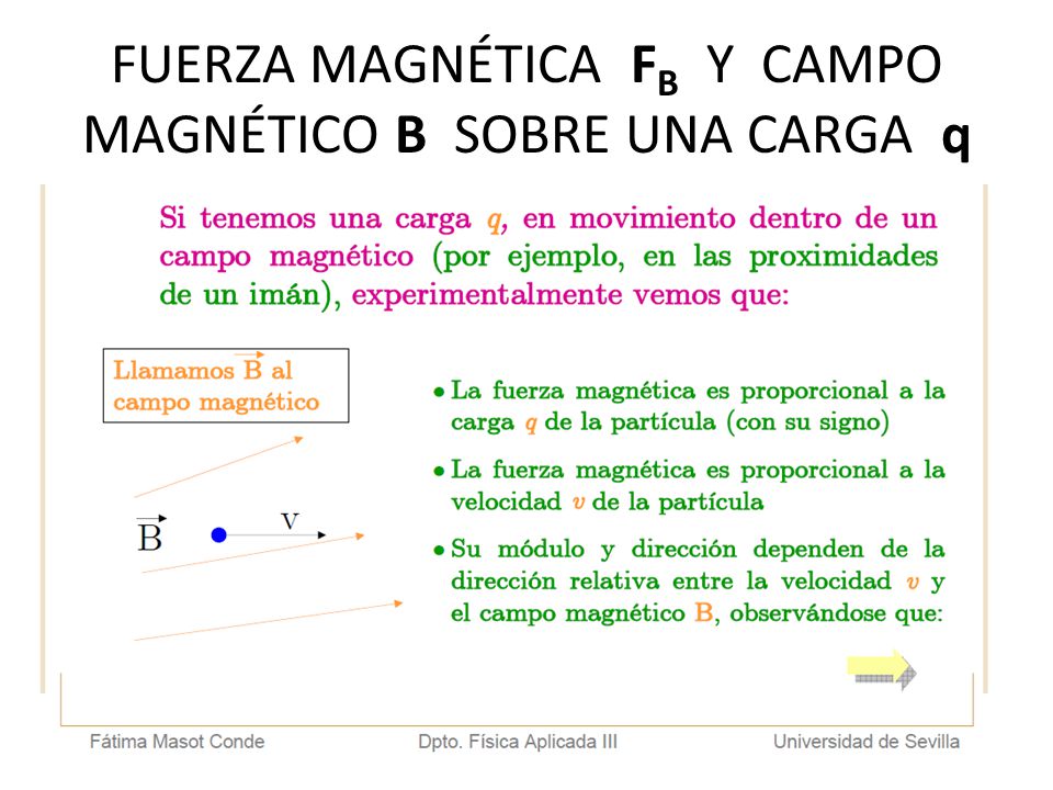 FUERZA MAGNÉTICA FB Y CAMPO MAGNÉTICO B SOBRE UNA CARGA q