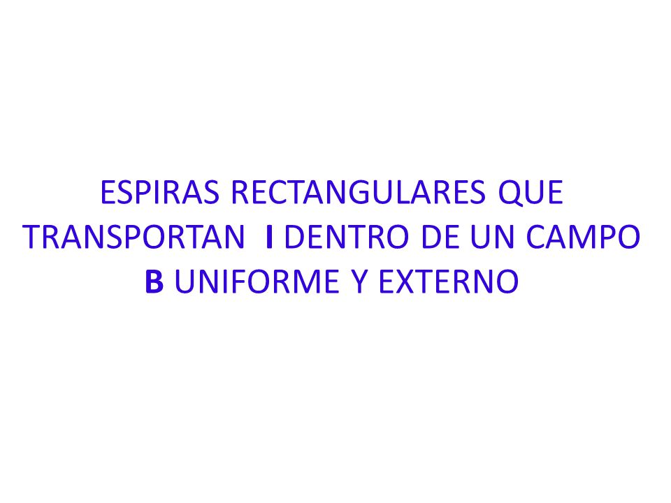 ESPIRAS RECTANGULARES QUE TRANSPORTAN I DENTRO DE UN CAMPO B UNIFORME Y EXTERNO