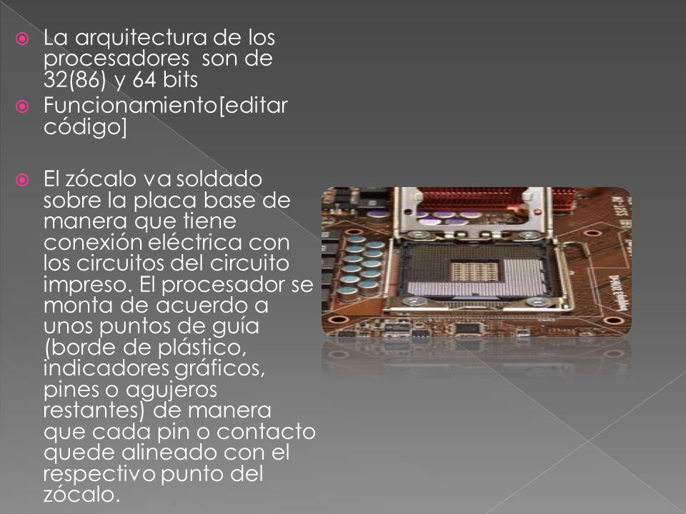 La arquitectura de los procesadores son de 32(86) y 64 bits