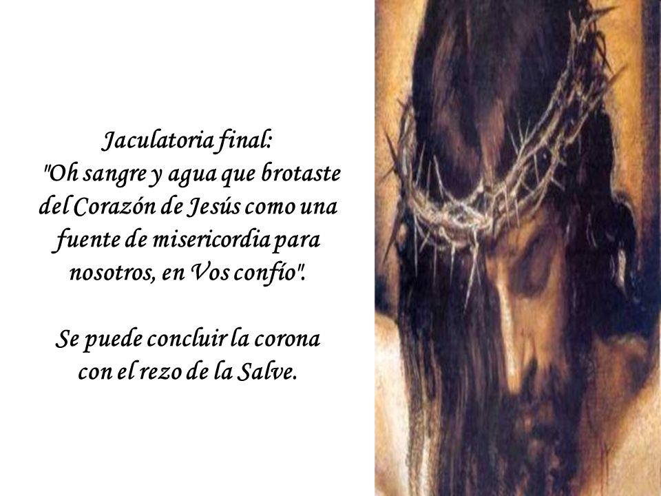 Oh sangre y agua que brotaste Se puede concluir la corona