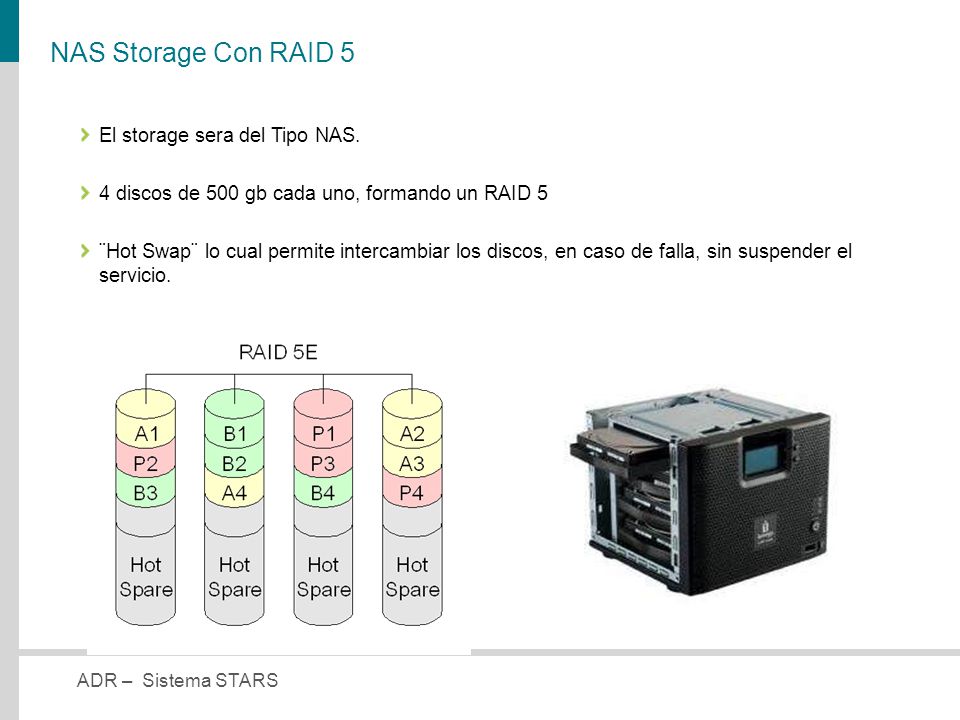 NAS Storage Con RAID 5 El storage sera del Tipo NAS.