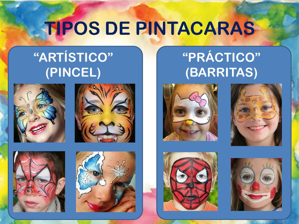 TIPOS DE PINTACARAS ARTÍSTICO (PINCEL) PRÁCTICO (BARRITAS)