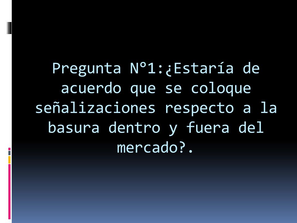 Pregunta N°1:¿Estaría de acuerdo que se coloque señalizaciones respecto a la basura dentro y fuera del mercado .