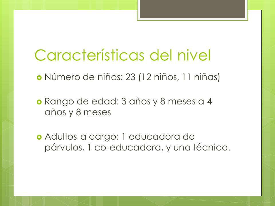 Características del nivel
