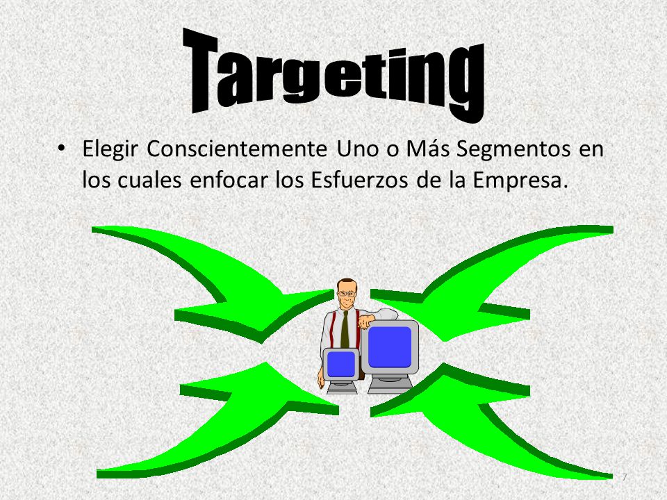 Targeting Elegir Conscientemente Uno o Más Segmentos en los cuales enfocar los Esfuerzos de la Empresa.