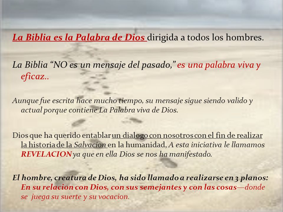 La Biblia es la Palabra de Dios dirigida a todos los hombres.