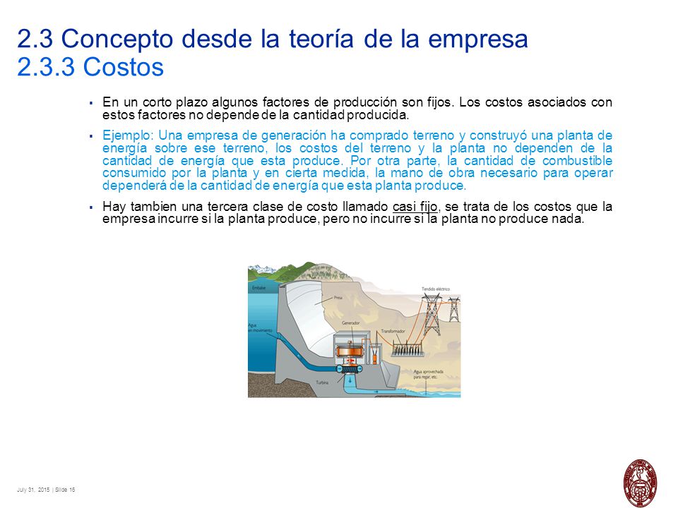 2.3 Concepto desde la teoría de la empresa Costos